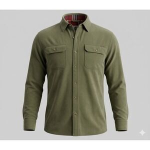 Old Mill Men's Olive Green Long Sleeve Shacket w Plaid Lining. Size XL